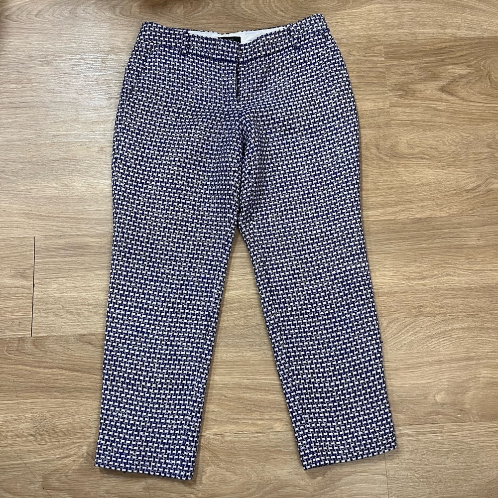 J. Crew Women's cafe capri metallic Navy tweed Cropped Pants - Picture 2 of 5